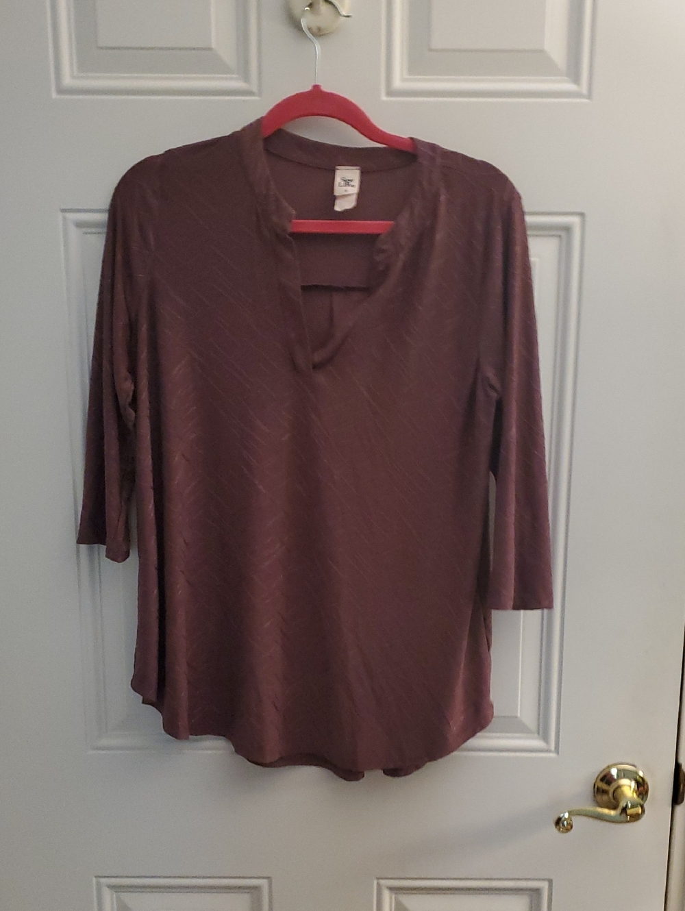 Sew In Love 3/4 Sleeve V-Neck Tunic - Mauve Plum